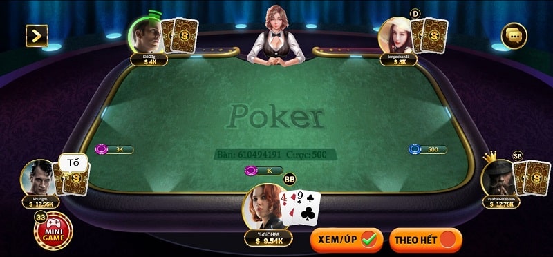 Các vòng cược của game bài Poker tại Go88